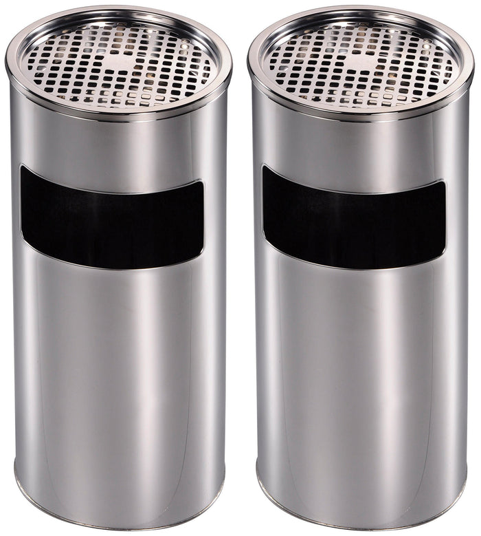 Set 2 Cestini Gettacarte Posacenere Ø24 cm in Acciaio per Interno Esterno