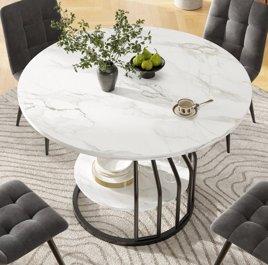 Set tavolo da pranzo rotondo 80 cm con 4 sedie in velluto