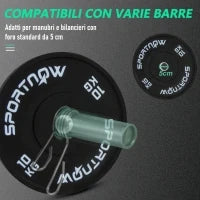 Set di 2 Dischi Palestra da 10kg per Bilanciere e Manubri con Attacco Ø5cm, Nero