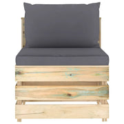Divano Centrale Modulare con Cuscini in Legno Impregnato Verde 3074507