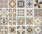 20 pezzi Sticker per pavimenti a stile marocchino 10x10cm - Tegole autoadesive per cucina e bagno - Impermeabili e resistenti all'olio - Mosaico vittoriano in vinile per pavimenti