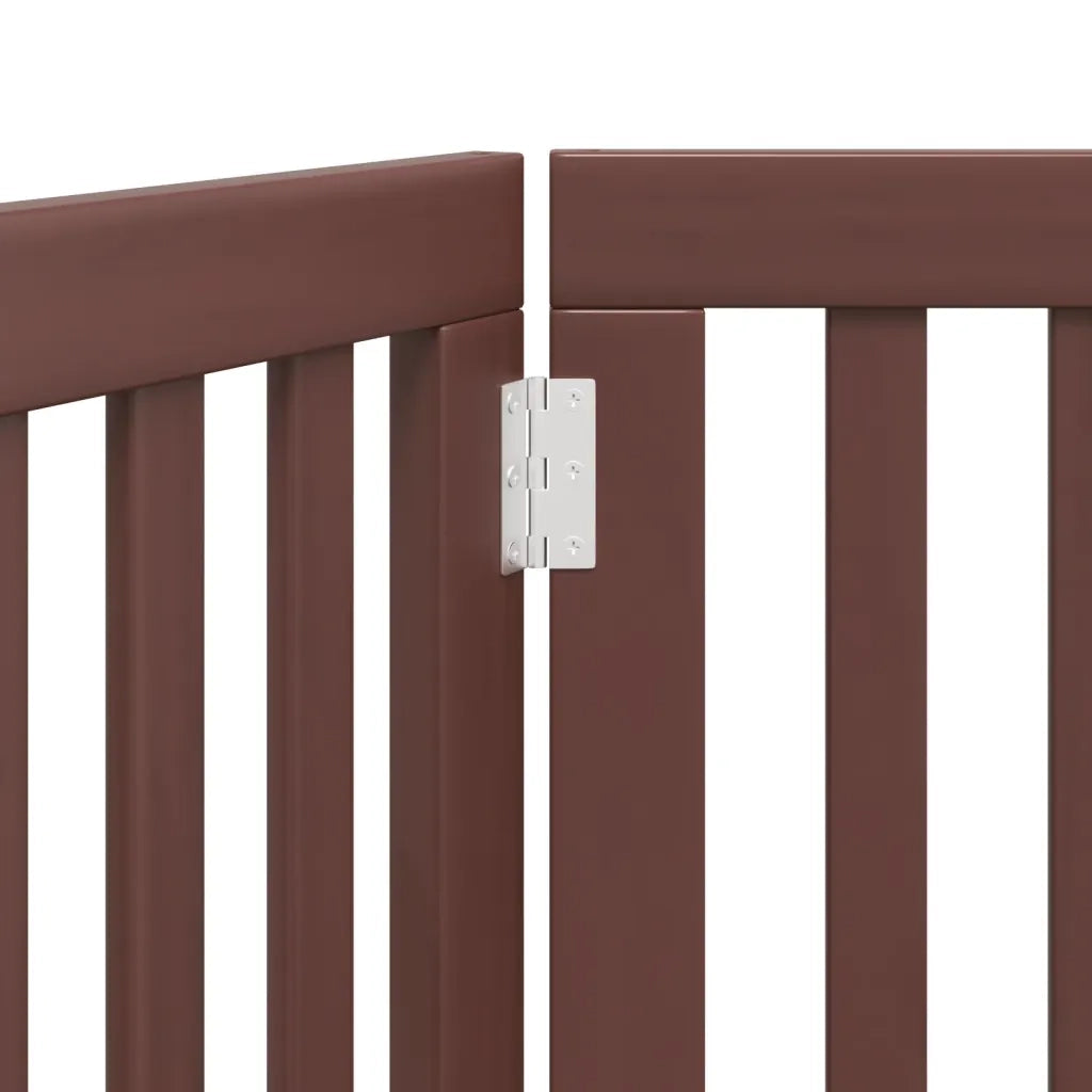 Cancello Cani Pieghevole 3 Pannelli Marrone 150cm Legno Pioppo 352260