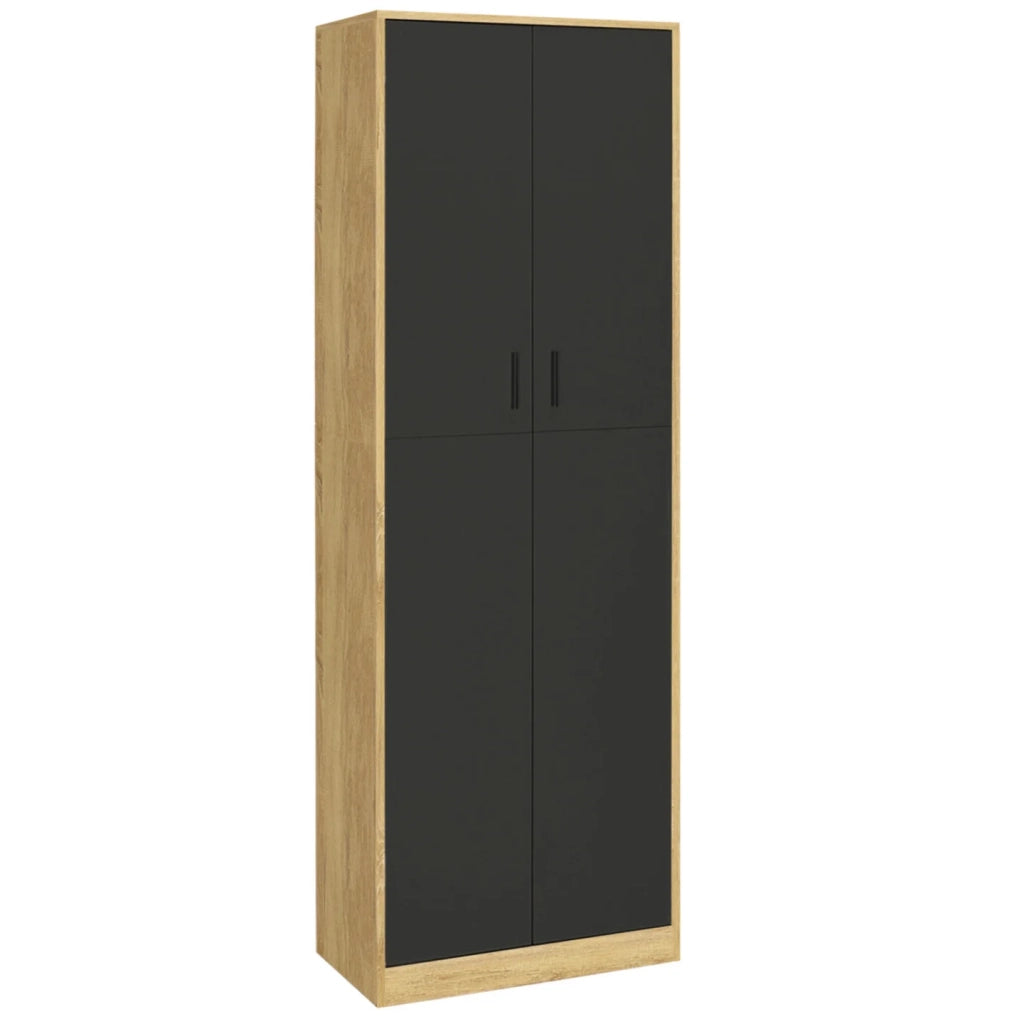 IDMarket - MARIA armadio multifunzionale da 190 cm in legno e nero per ufficio 2 ante 4 ripiani
