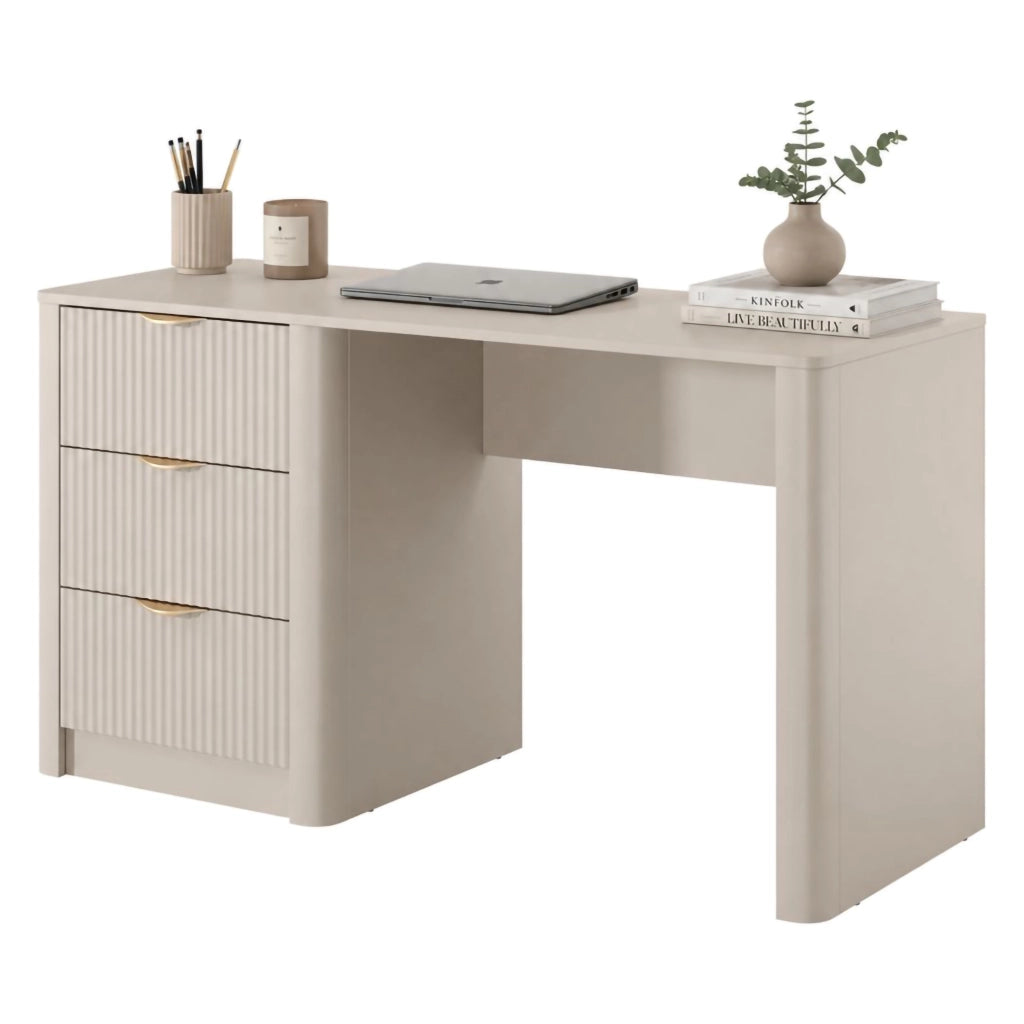 Kanotini, Scrivania 3 Cassetti, 140x55x76h cm Beige