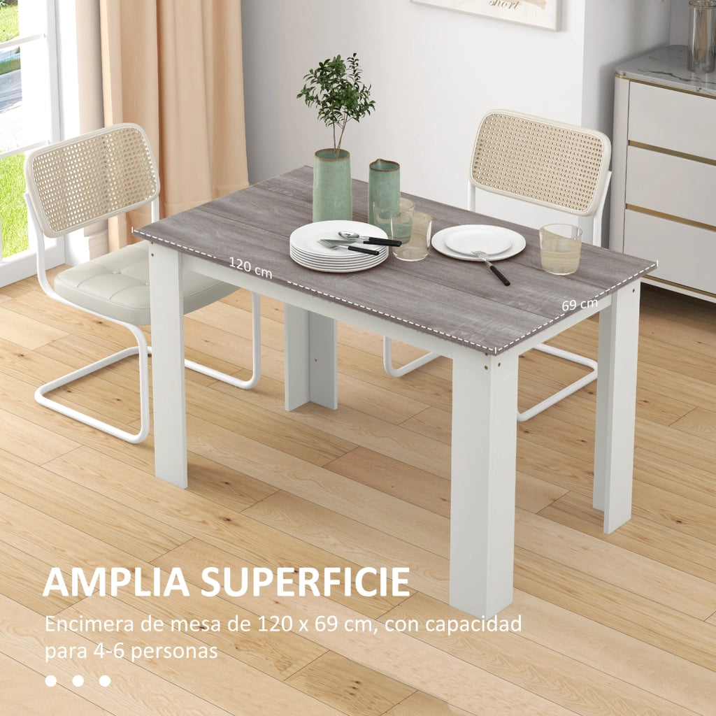 Tavolo da Pranzo Allungabile Moderno ¨C Zephmum ¨C Legno Melaminato Grigio e Bianco 120x69x75 cm