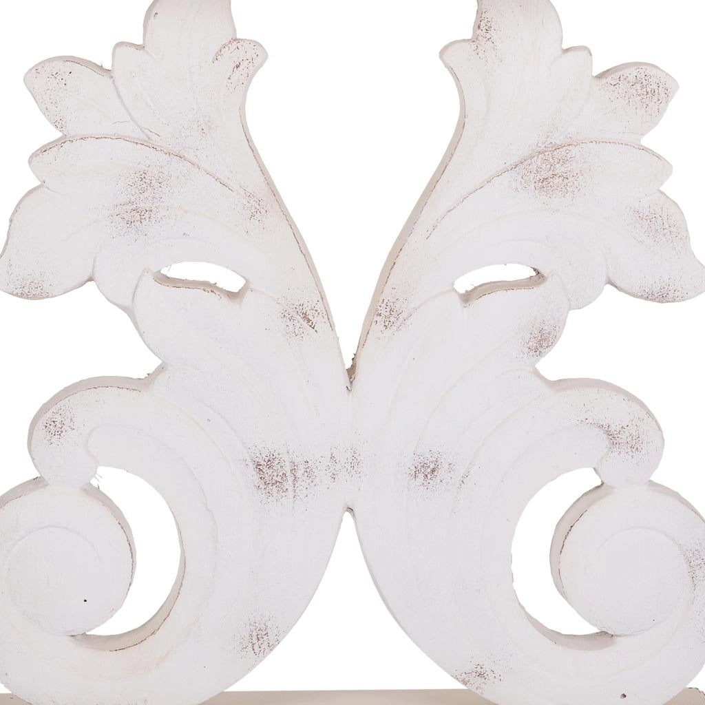 Mobile da ingresso in legno bianco intagliato 150x40x90h