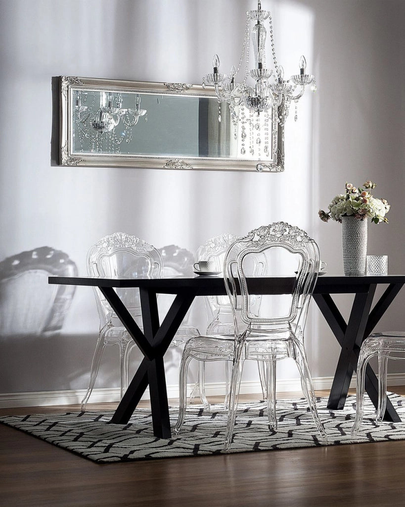Set di 2 sedie da pranzo in acrilico trasparente con schienale solido senza braccioli impilabili dal design moderno vintage