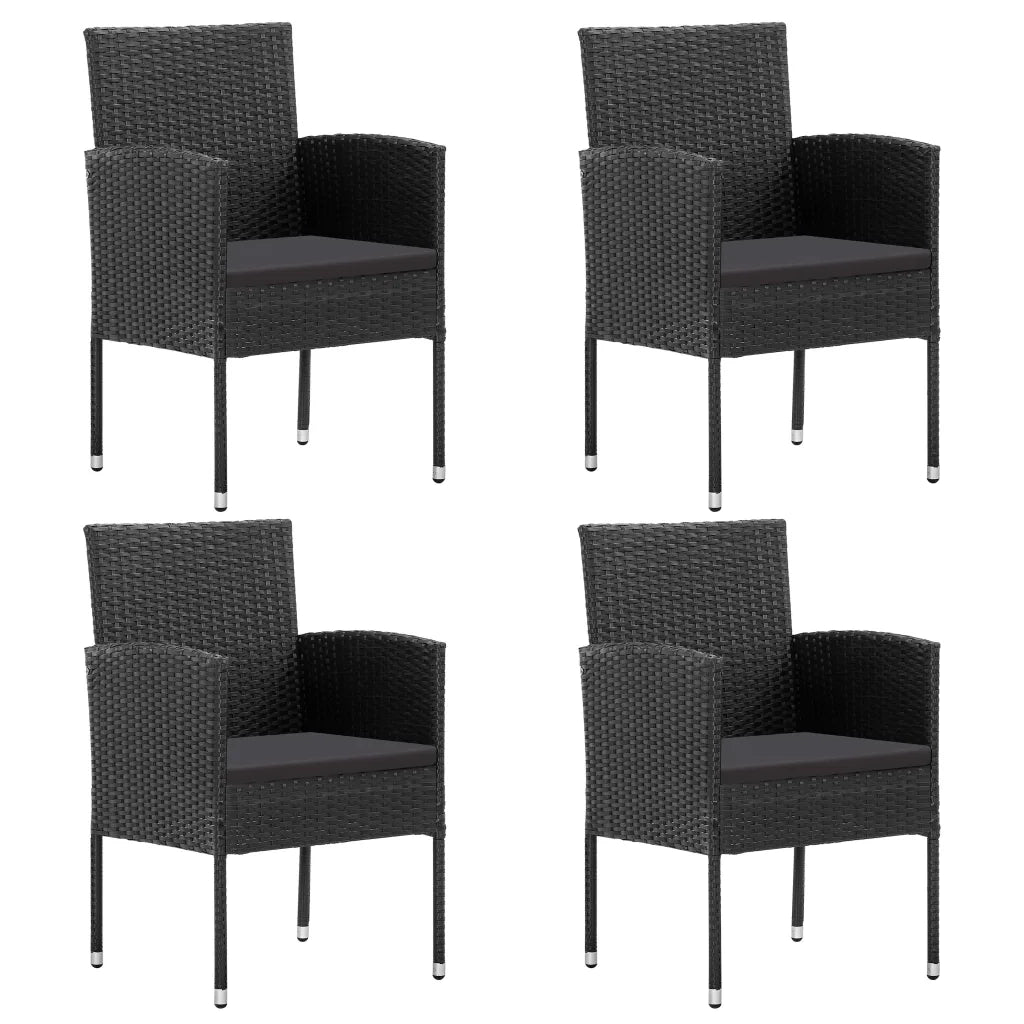 Set da Pranzo da Giardino 5 pz Nero con Cuscini in Polyrattan cod mxl 42848