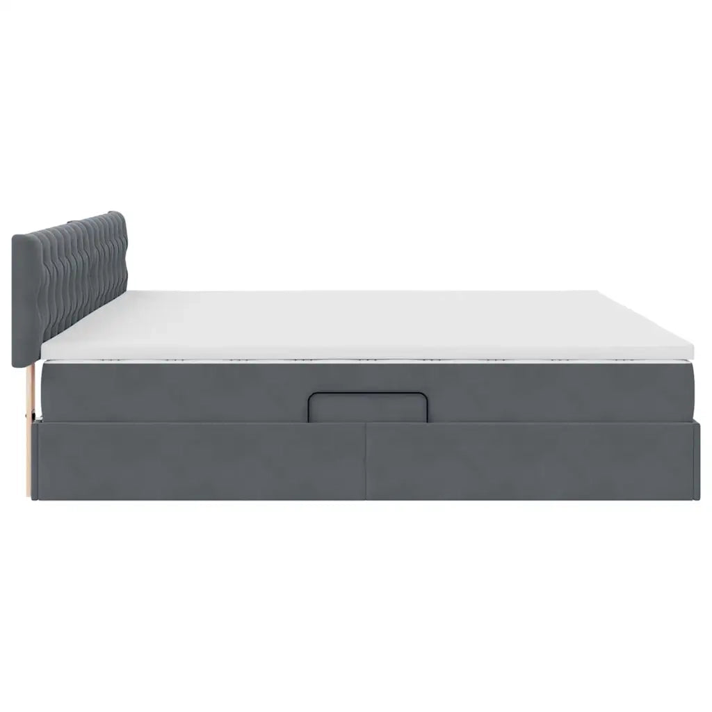 Letto con Contenitore Grigio scuro 200 x 200 cm Velluto 3370840