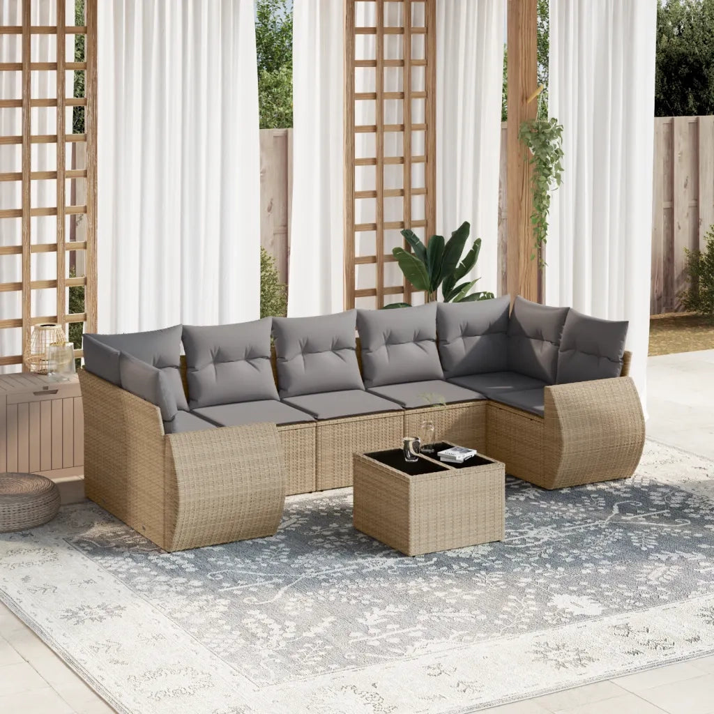 Set Divano da Giardino 8 pz con Cuscini Beige in Polyrattancod mxl 88687