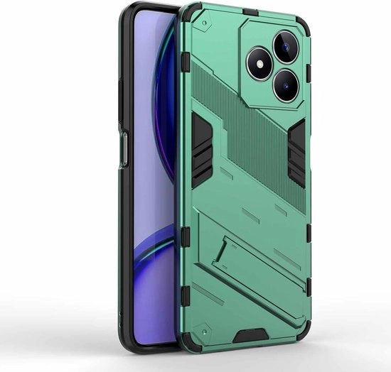 Houder di protezione per Realme C53 - Copertura protettiva ibrida robusta - Verde - Resistente ai graffi - Resistente agli urti - Ombrello ripiegabile