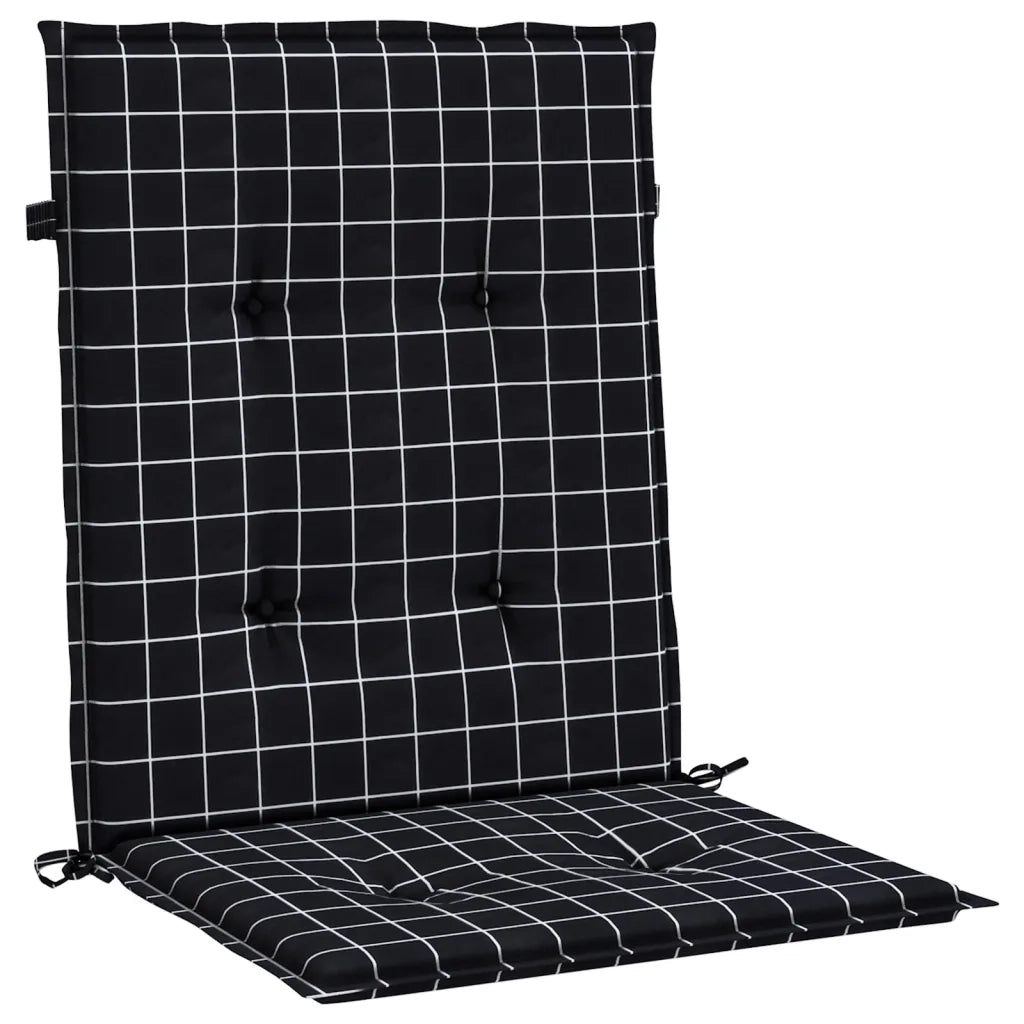 Cuscini Sedia Schienale Basso 4 pz Motivo a Quadri Nero Tessuto 361323