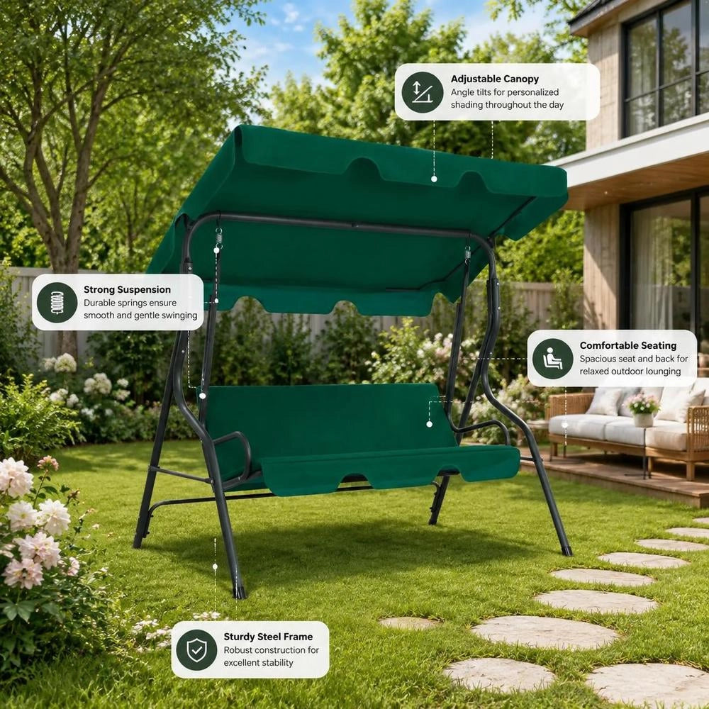 Green Hollywood Swing Set, 170x110x153 Cm, Fabric