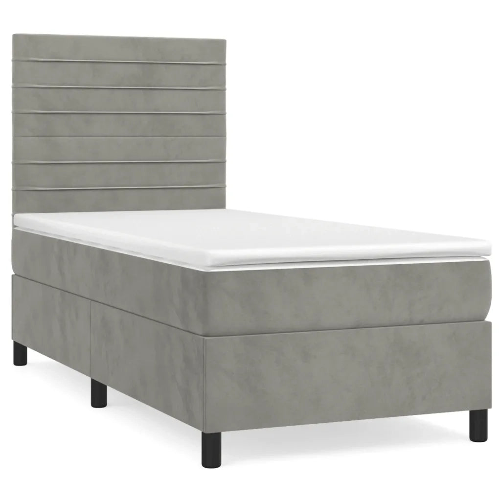Giroletto a Molle con Materasso Grigio Chiaro 80x200 cm Velluto cod mxl 59629