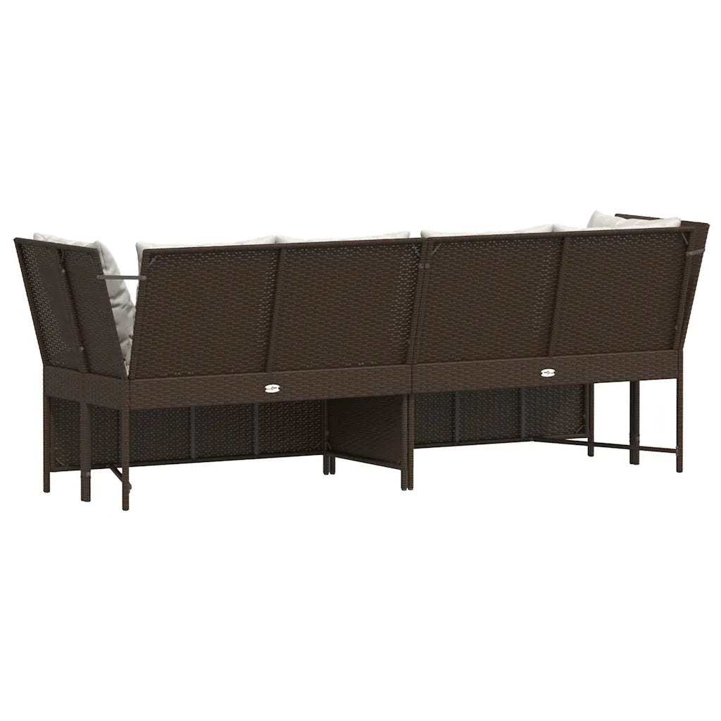 Divano da Giardino con Cuscini-Sofa da Giardino-Divano da esterno in Polyrattan Marrone 558995