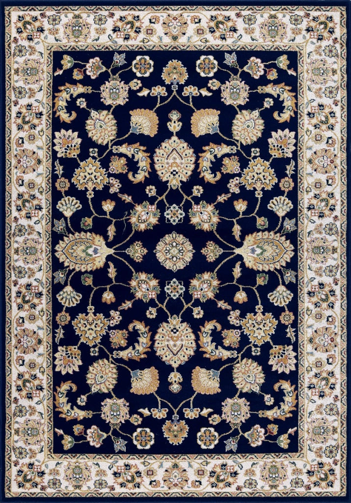 Parure di tappeti BABIL (1pz cm.80x150 + 2pz cm.60x110) trsi scendieletto disegno classico orientale colore blu e crema