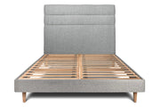 Letto 140x190 cm con testiera in linea - tessuto bouclé