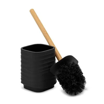 Scopino WC da appoggio nero in abs e bambù Wave