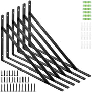 Sostegno per tavole 400 x 250 mm - Nero - Metallo - Montaggio a parete - Portata di 120 kg - Struttura stabile a forma di triangolo - Sostegno per tavole