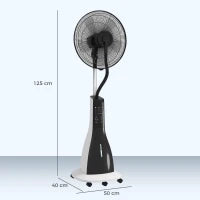 Ventilatore a Nebulizzazione da 3L a 3 Modalità e 3 Velocità, in Plastica e Metallo, 50x40x125 cm, Bianco e Nero