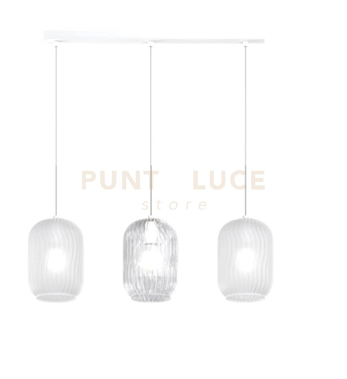 SOSPENSIONE BIANCO 3 LUCI RETTANGOLARE VETRI TR + 2X BF 1181BI-S3 R-BT