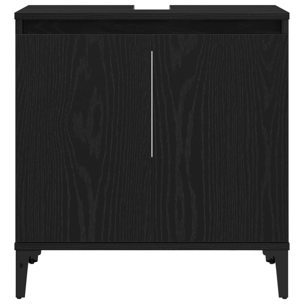 Mobile Lavabo  Nero Rovere 58x33x60 cm Legno Ingegnerizzato