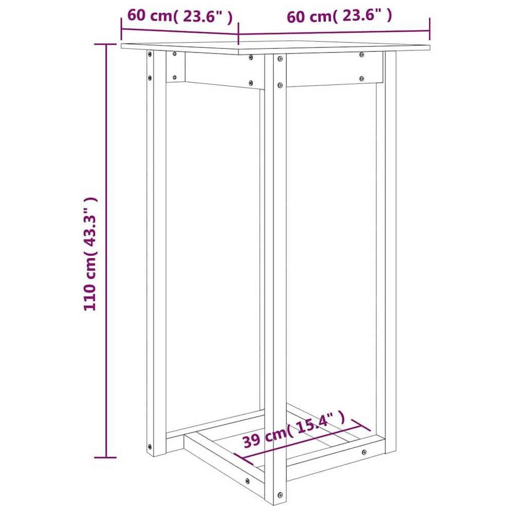 Bar Table White 60x60x110 Cm Solid Pine Wood