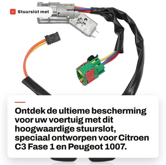 Stuurslot con 2 Chiavi - Compatibile con Citroen C2/C3 - Codice OEM 4162AH - Sicurezza - Accessorio Auto - Resistente allo Shock - Sicurezza al Volante