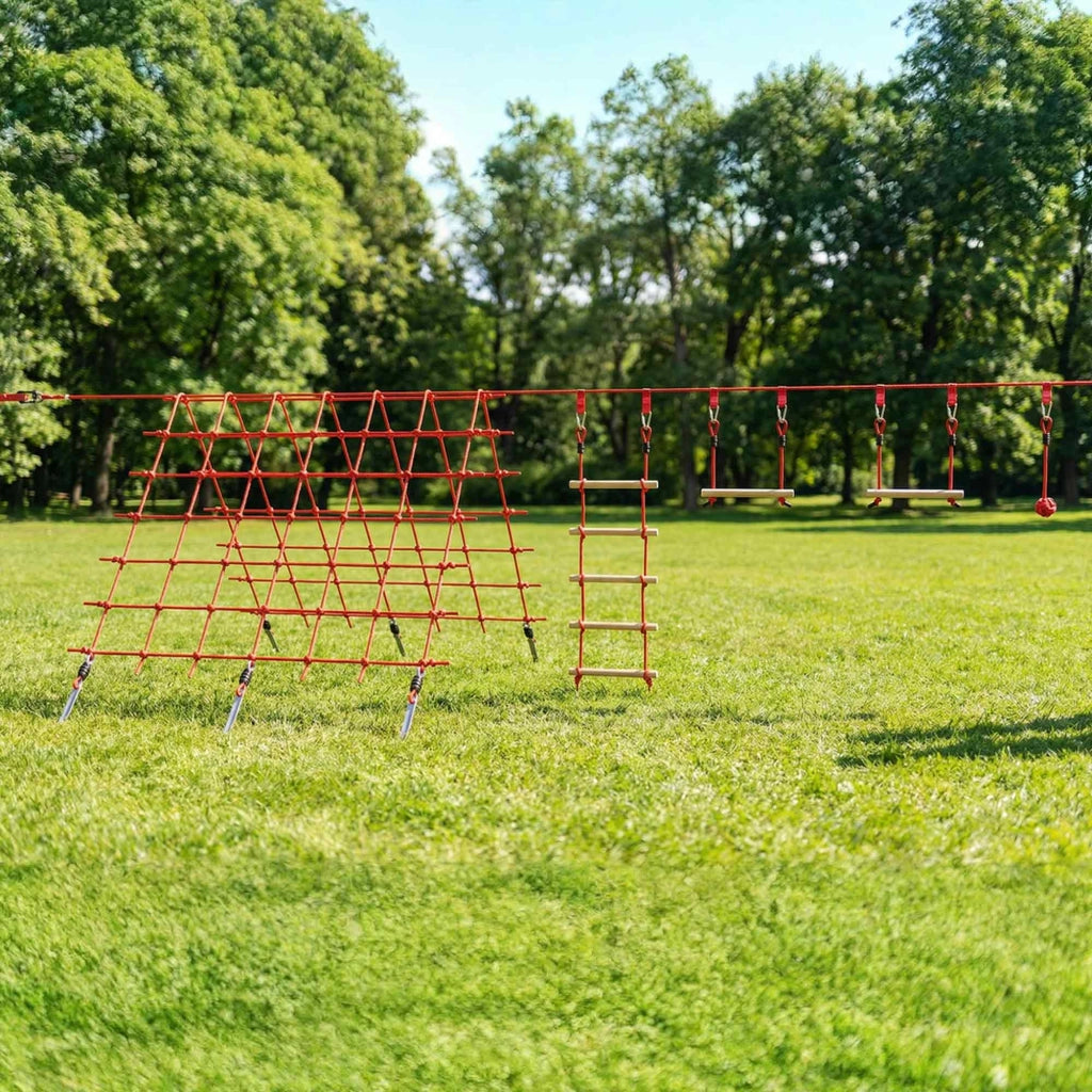 Percorso a ostacoli ninja per bambini ¨C zephmum ¨C 10 m, rosso