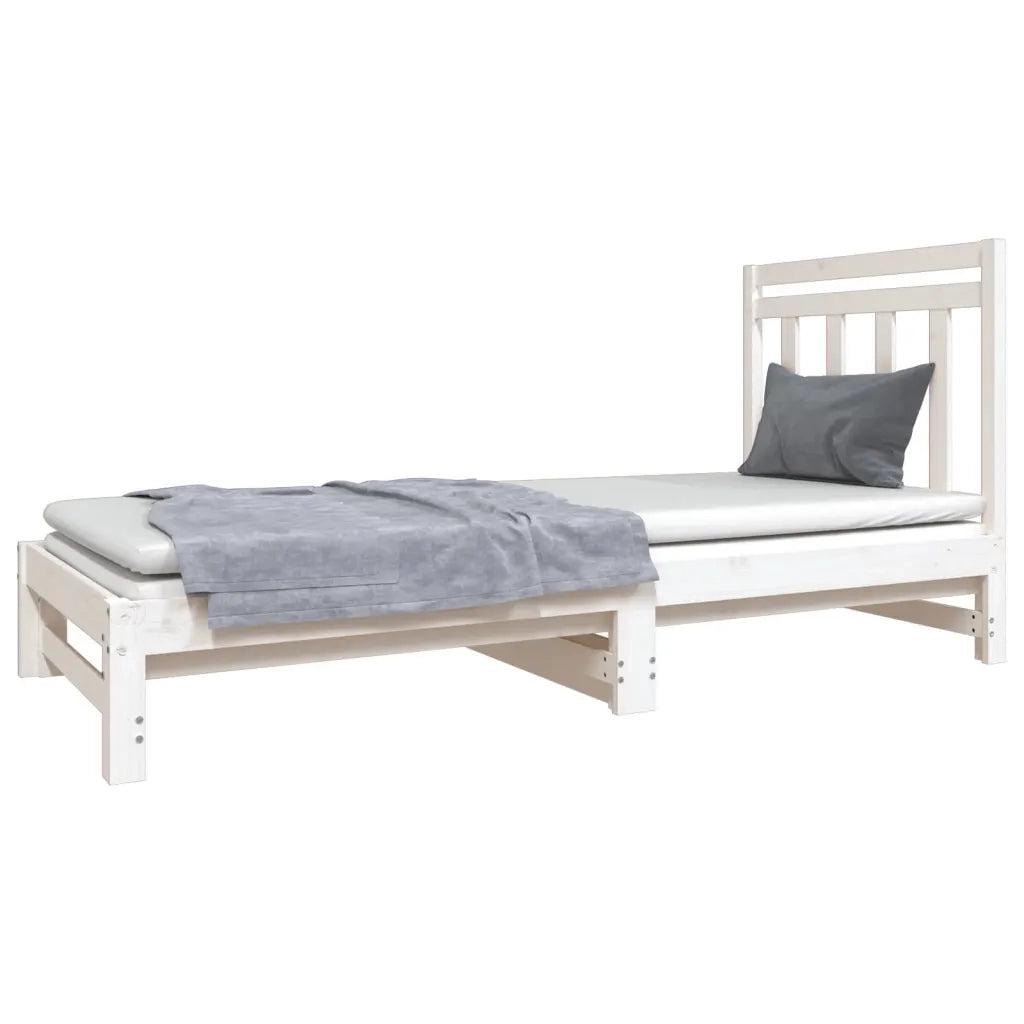 Dormeuse Estraibile Bianca 2x(90x190) cm Legno Massello di Pino cod mxl 49167