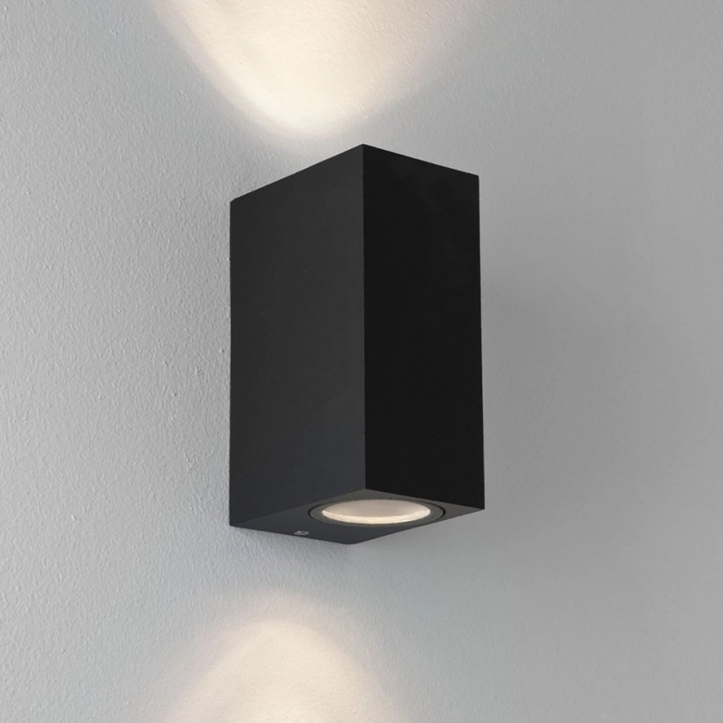 Applique LED nero rettangolare doppio GU10 lampada doppia emissione luce parete giardino ingresso IP65 COLORE NERO