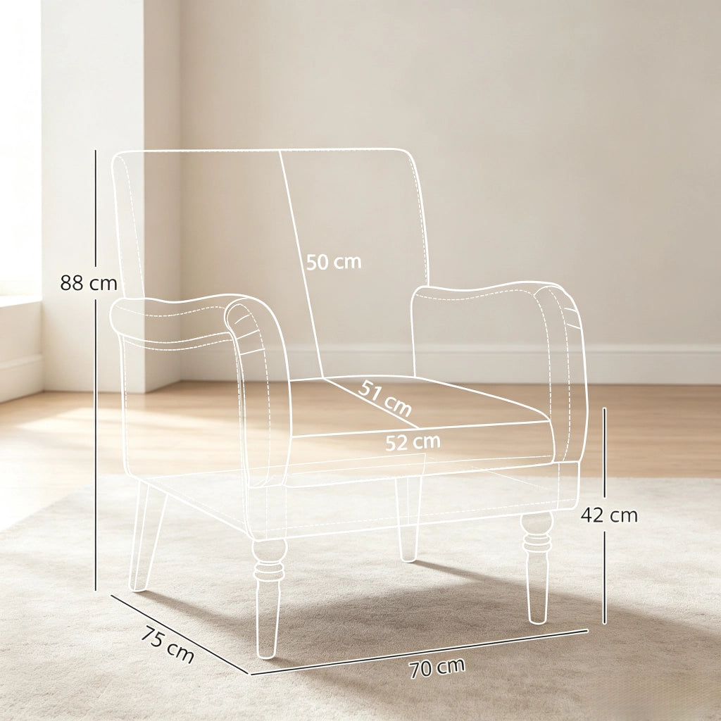 POLTRONA con schienale alto 70 x 75 x 88 cm in lino grigio