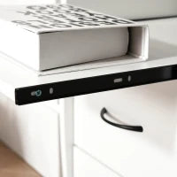 Scrivania per PC con Ripiano per Tastiera e per Monitor e 2 Cassetti, 120x55x85 cm, Bianca