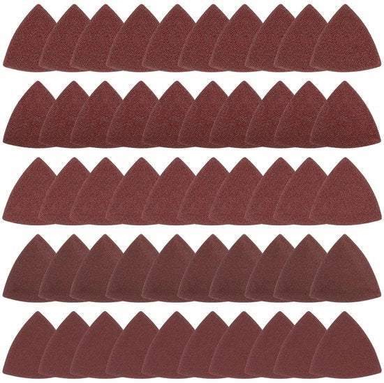 Set di carta abrasiva 50 pezzi - Carta abrasiva a forma di triangolo 40-180 - Carta abrasiva 125mm - Ossidiana di alluminio - Per legno/metallo - Adatto per lucidare - Set di lastre abrasive