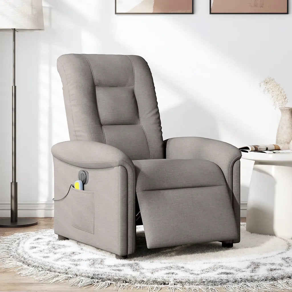 Poltrona Massaggiante | Sedia Relax Reclinabile Elettrica Tortora in Tessuto