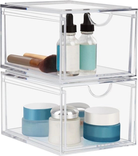 Organizzatore trasparente a pile - Cosmetici e altro - 2 pezzi