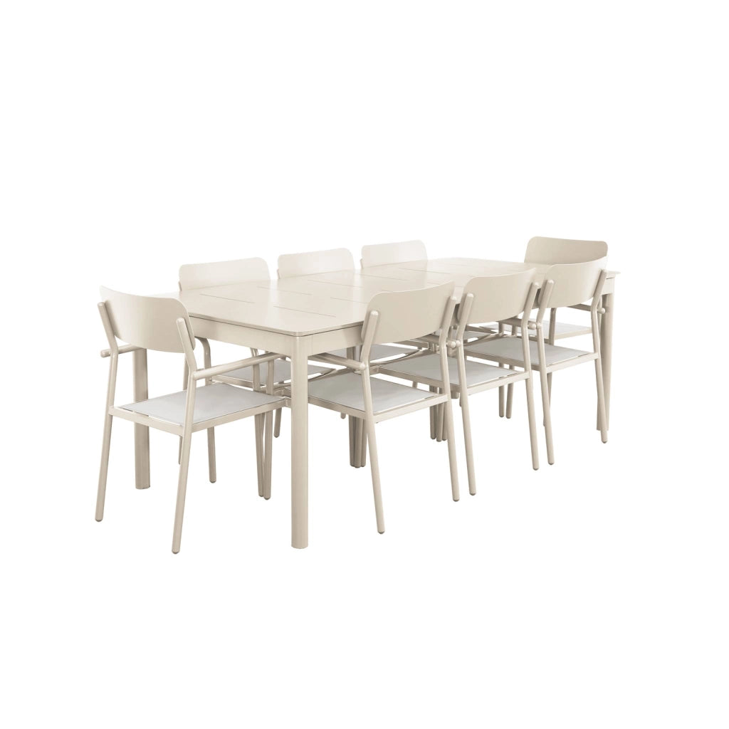 Set tavolo da giardino allungabile in alluminio e textilene con 8