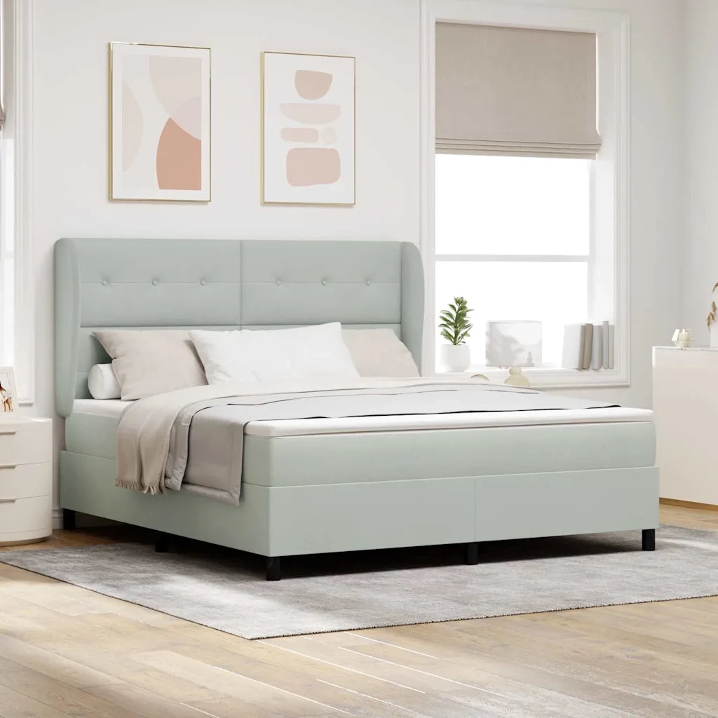 Letto a molle con materasso Grigio chiaro 200 x 180 cm Velluto 3340940