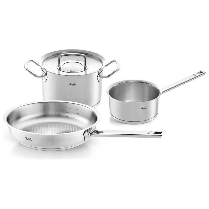 Fissler 084-378-03-000-0 Original Profi Collection Set di Pentole 3 Pezzi in Acciaio Inox 18-10 con Fondo CookStar per Induzione Manici Freddi Scala di Misura Integrata colore Acciaio Inossidabile