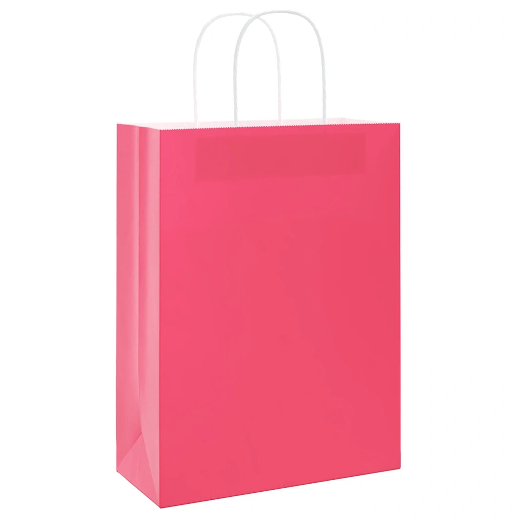 Sacchetti di Carta 250 pz con Manici Rosa 26x12x35 cm