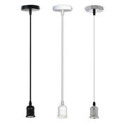 Trade Shop - Portalampada E27 A Sospensione Lampadario Pendente Porta Lampada 1,2 Metri E27-a - Bianco