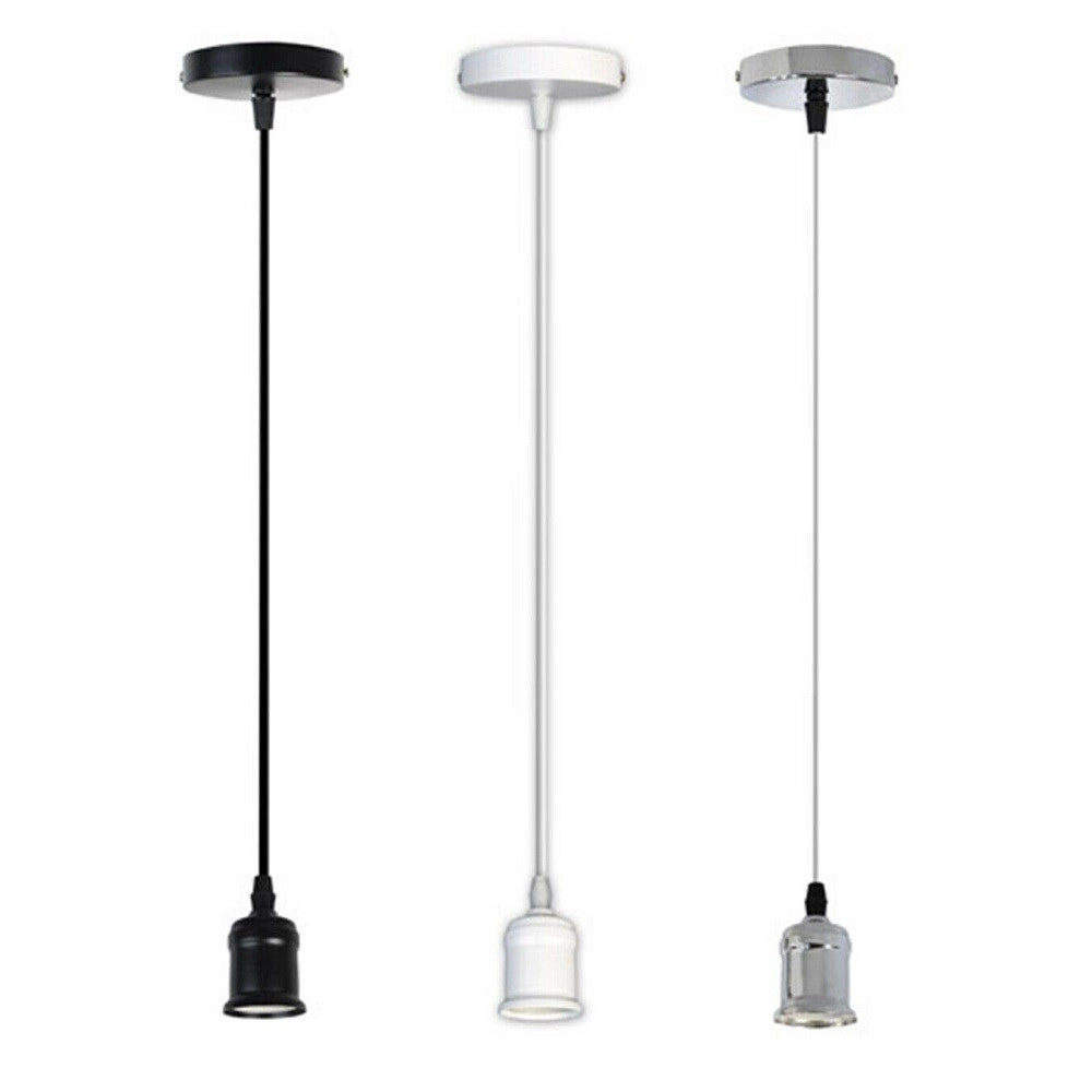 Trade Shop - Portalampada E27 A Sospensione Lampadario Pendente Porta Lampada 1,2 Metri E27-a - Bianco