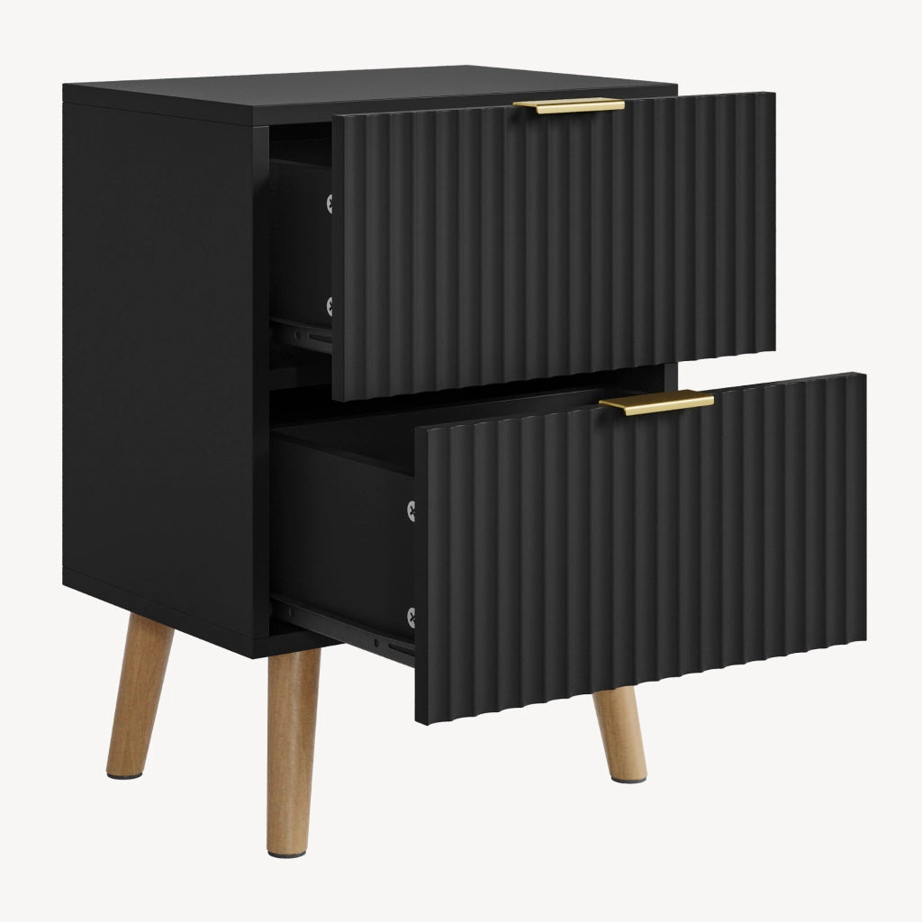 Comodino Nand con 2 Cassetti 55x40x30 cm nero [en.casa]