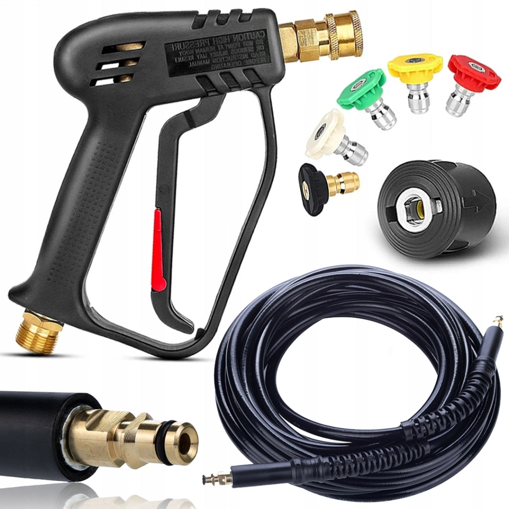 Pistola Alta Pressione con 5 Ugelli + Tubo 10m Click/Click – Compatibile con Idropulitrice Kärcher K2–K7 | Fino a 160