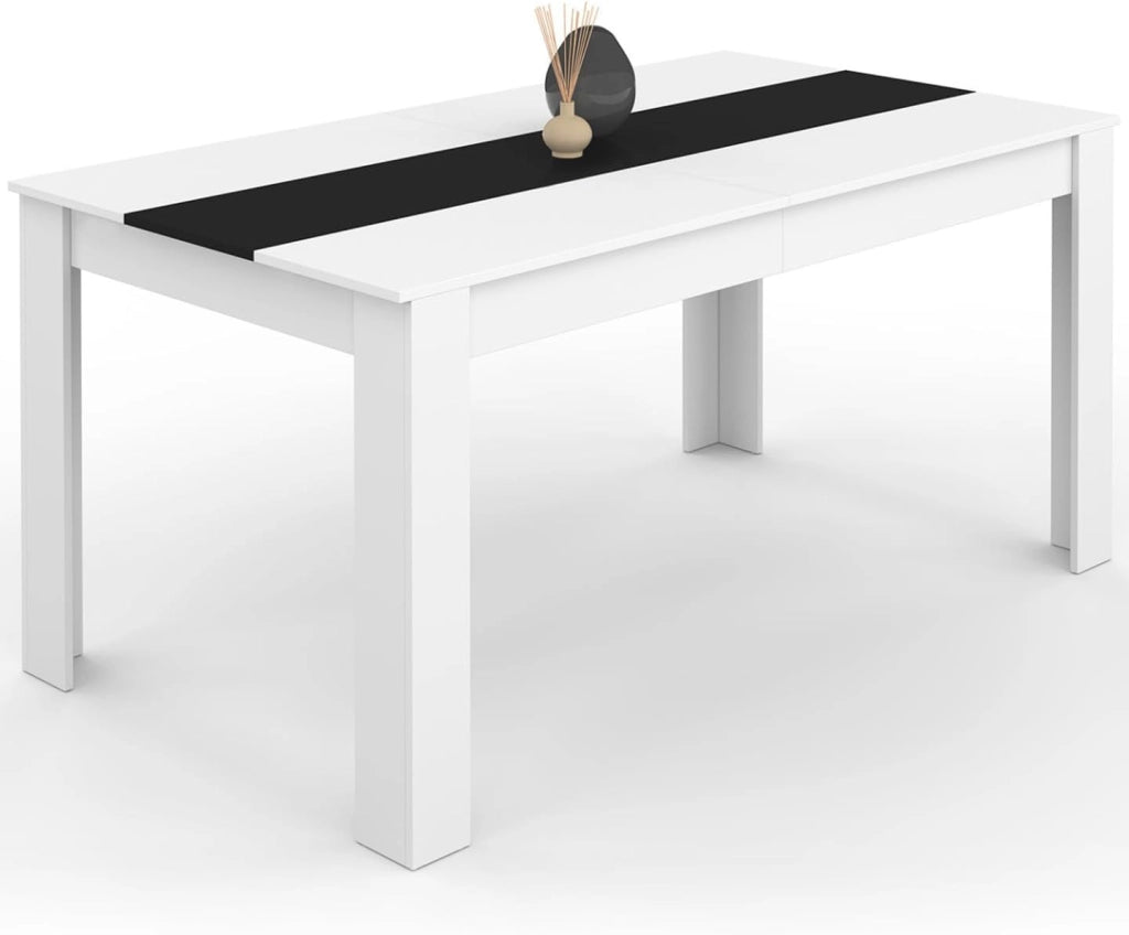 GEORGIA Tavolo da pranzo rettangolare bianco e nero per 8 persone 160 x 80 cm