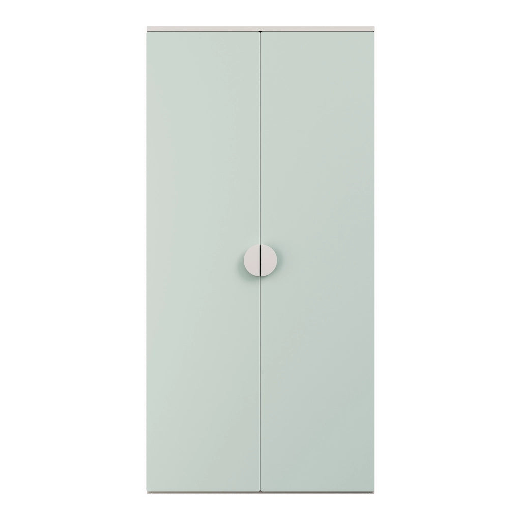 Armadio per Cameretta Sandnes a 2 Ante 123 x 60 x 40 cm - Bianco/Menta Verde [en.casa]