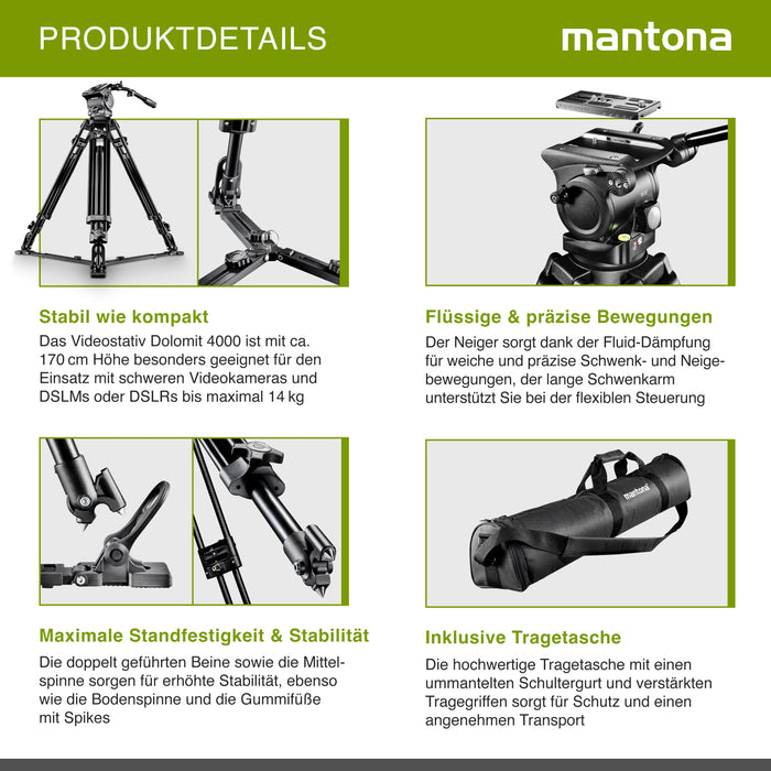 Mantona Treppiede video Dolomit 4000, 170cm