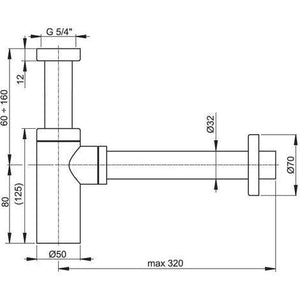 Sifone minimalista da 1' 1/4 per lavabo moderno, dorato