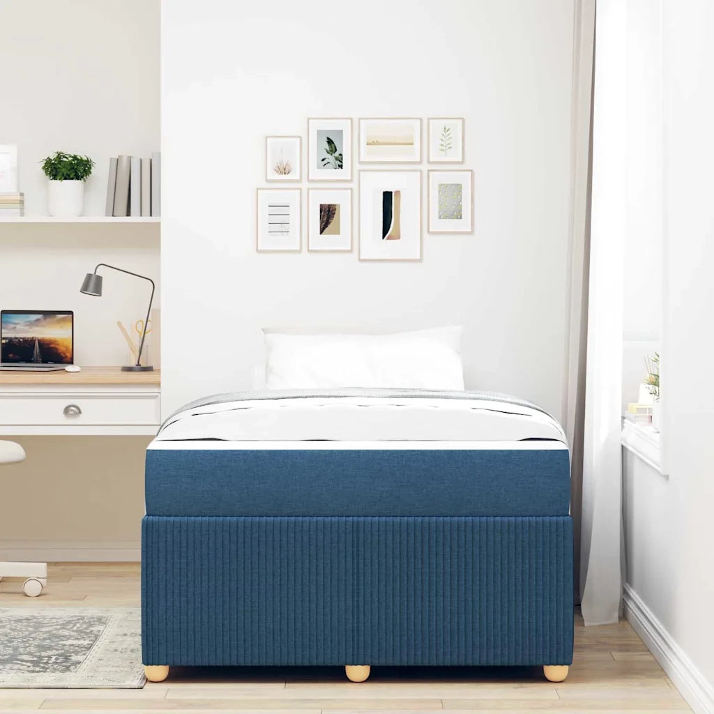 Struttura del letto con materasso Blu 120 x 200 cm Tessuto