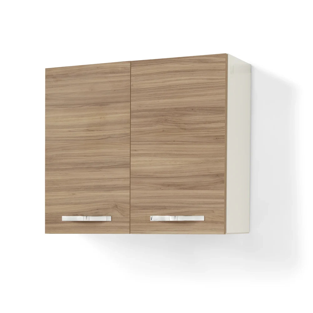 Pensile Colapiatti per cucina componibile da 80 cm con 2 ante linea MAKA, realizzata in legno 100% MADE IN ITALY, colore Noce